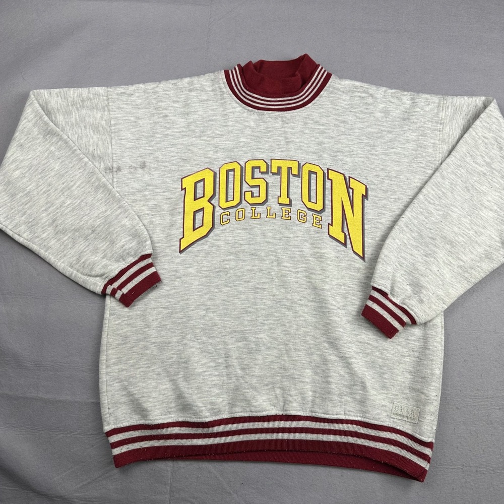 Vintage Gear For Sports Boston College Sweatshirt Womens Medium Gray Mock Neck